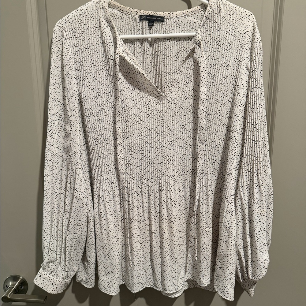 White Blouse with Black Dot Print